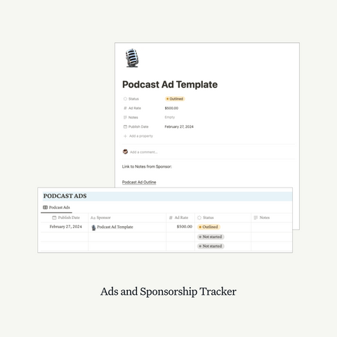 Podcast Notion Dashboard